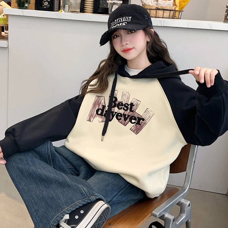 女童卫衣春秋款2025新款洋气秋装儿童中大童连帽秋季初中生上衣潮