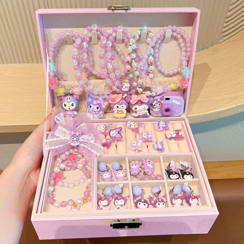 库洛米儿童项链手链礼盒生日礼物精美首饰盒蝴蝶结发卡小女孩套装