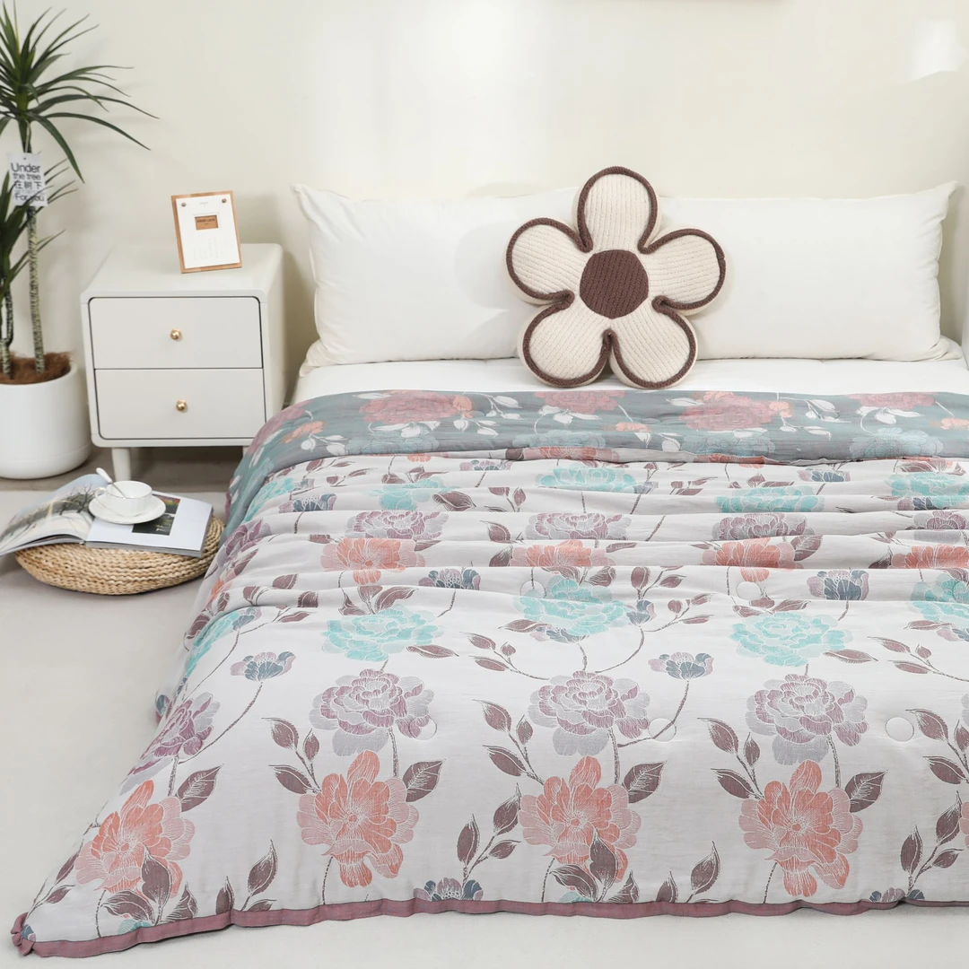 【花语—双人被】2.0*2.3米全棉双层纱蛋白被可机洗