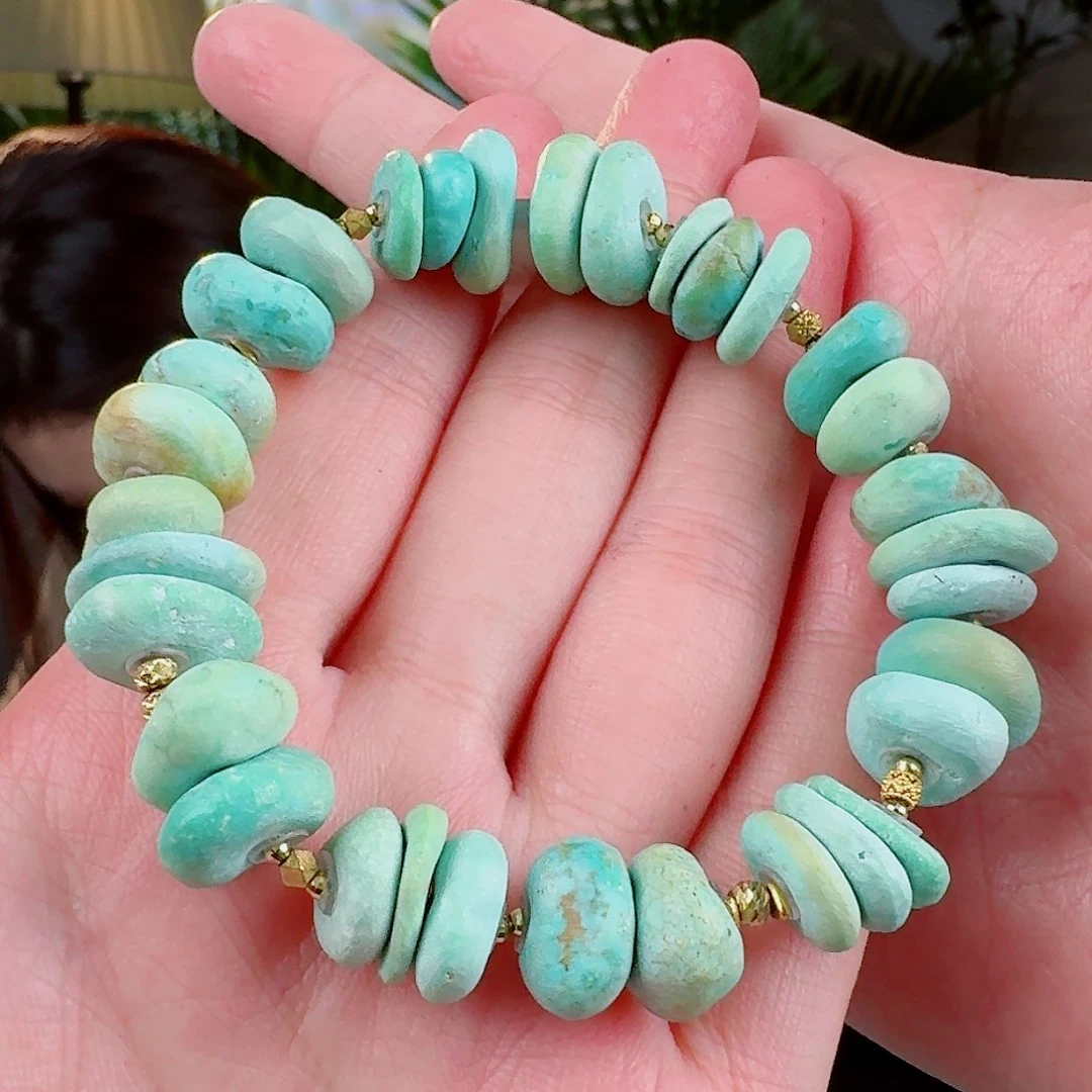 绿松石珠宝奇石18K金镶嵌