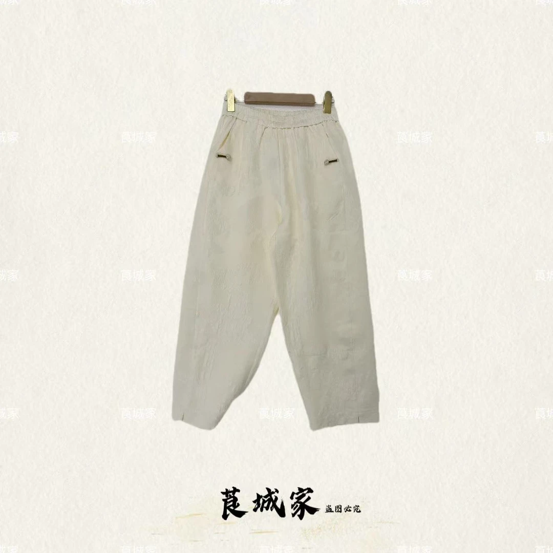 K1094春印 新中式小盘扣提花加厚小脚裤