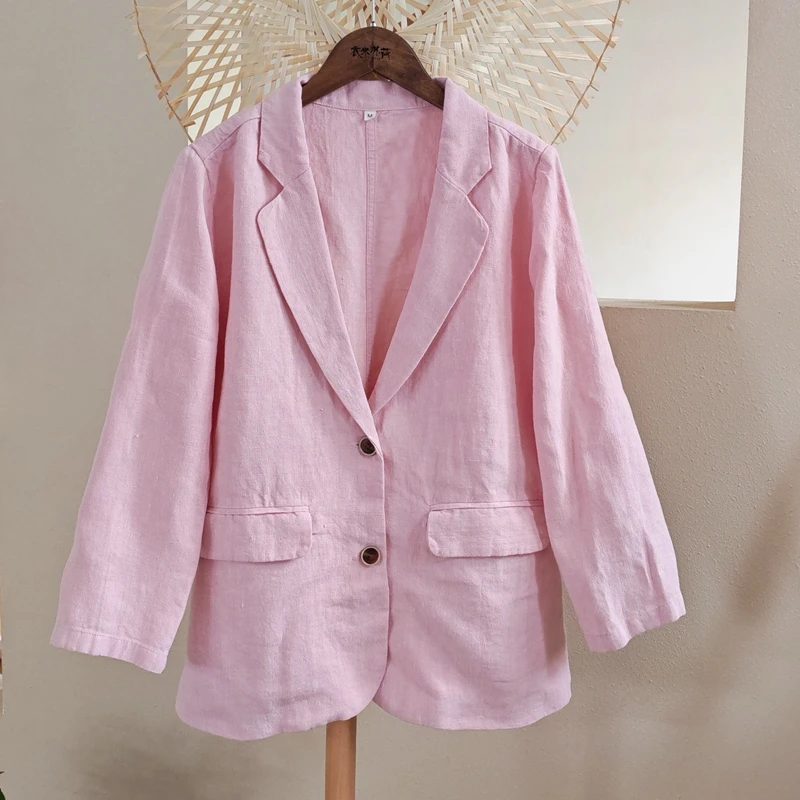 衣米苏荷【9支加厚】7032汉麻西服口袋款加厚简约外套春款休闲通勤