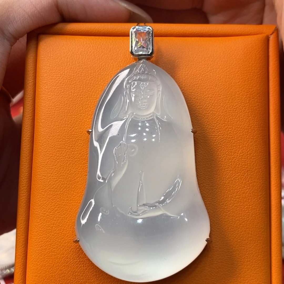 银S925镶嵌观音石英质玉
