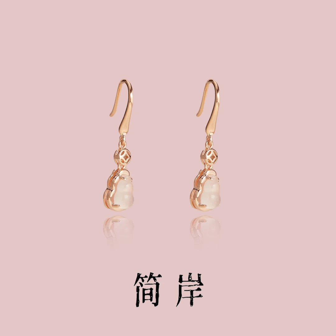jeshore/简岸 925银耳饰 铜钱粉葫芦耳钩