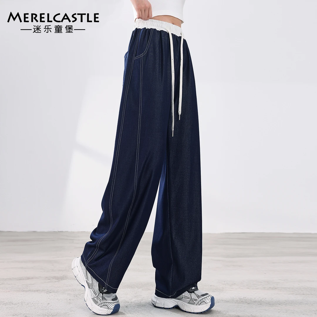 C5004女童夏季裤子2025新款今年爆款阔腿裤子女孩大童薄款牛仔裤