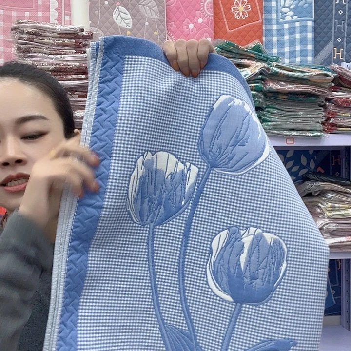 棉蓝色郁金香纯棉