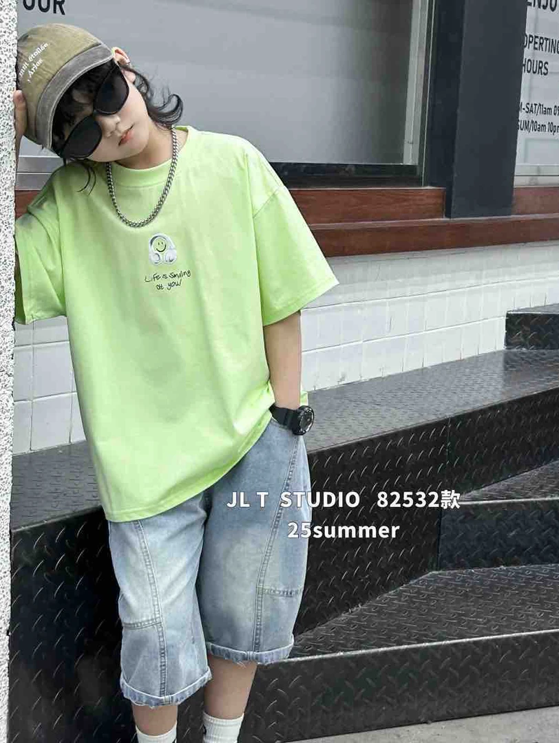 男童夏季渐变薄款韩版百搭潮流个性短袖T恤
