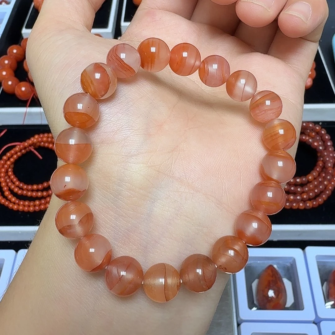 南红玛瑙未镶嵌川料瓦西千层手链10.2mm29g