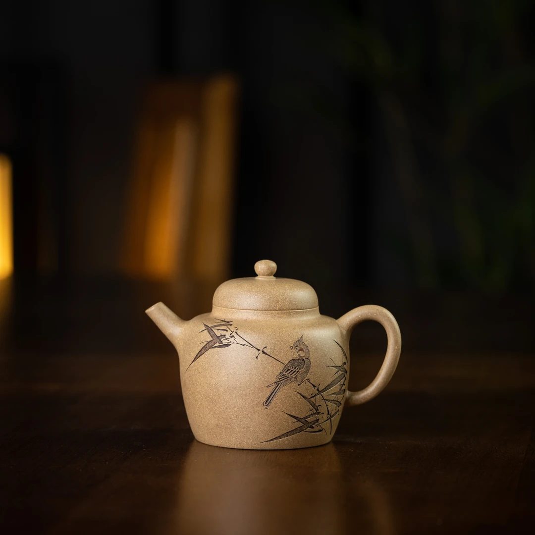 珽珽茶器 高官凌云 查越刻 段泥 155cc 家用紫砂壶茶壶