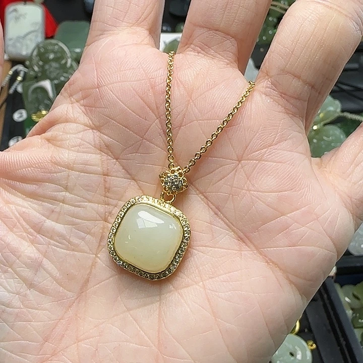 和田玉银S925镶嵌颈饰