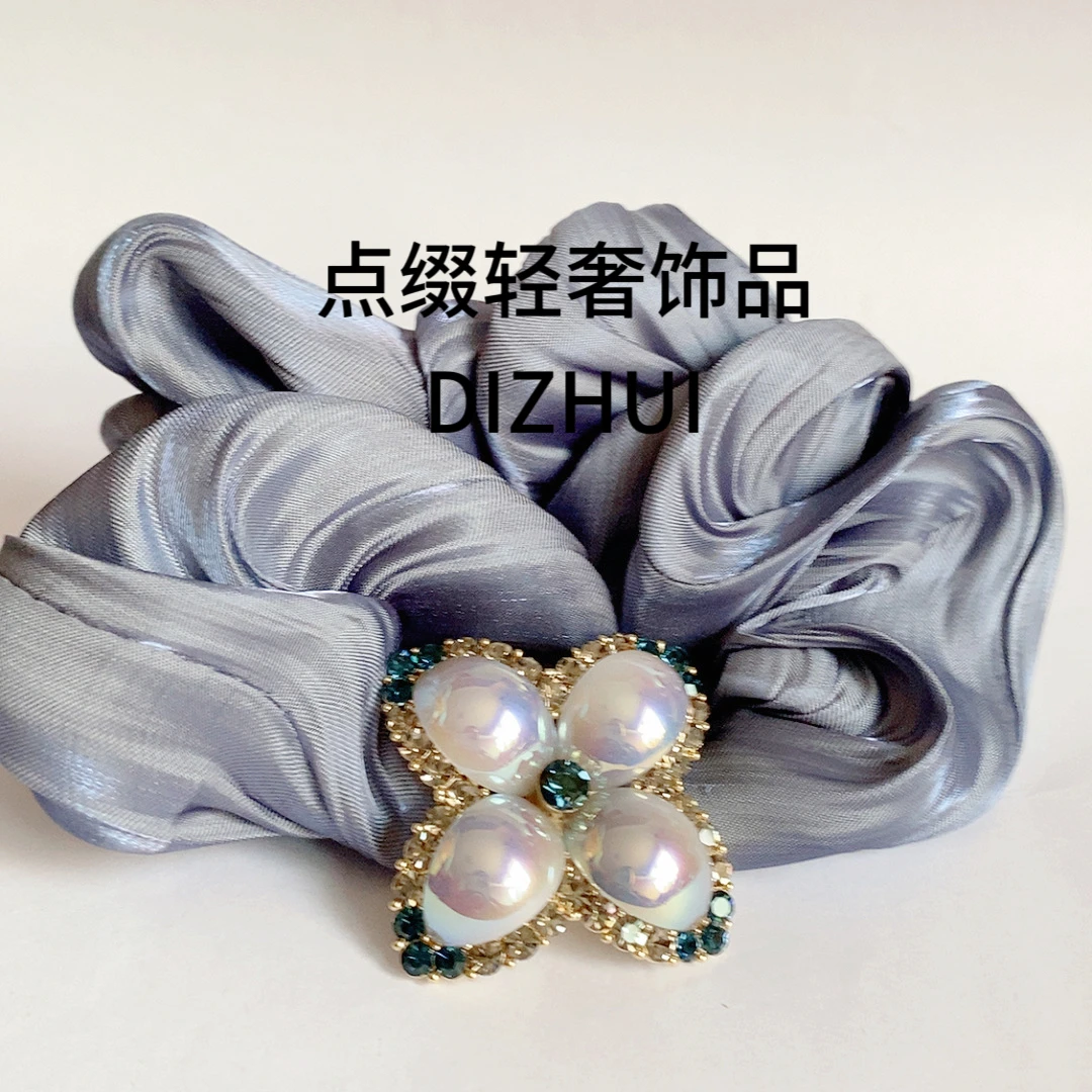 020蓝色肠圈发绳气质简约百搭时尚优雅高弹韩版清新轻奢发绳