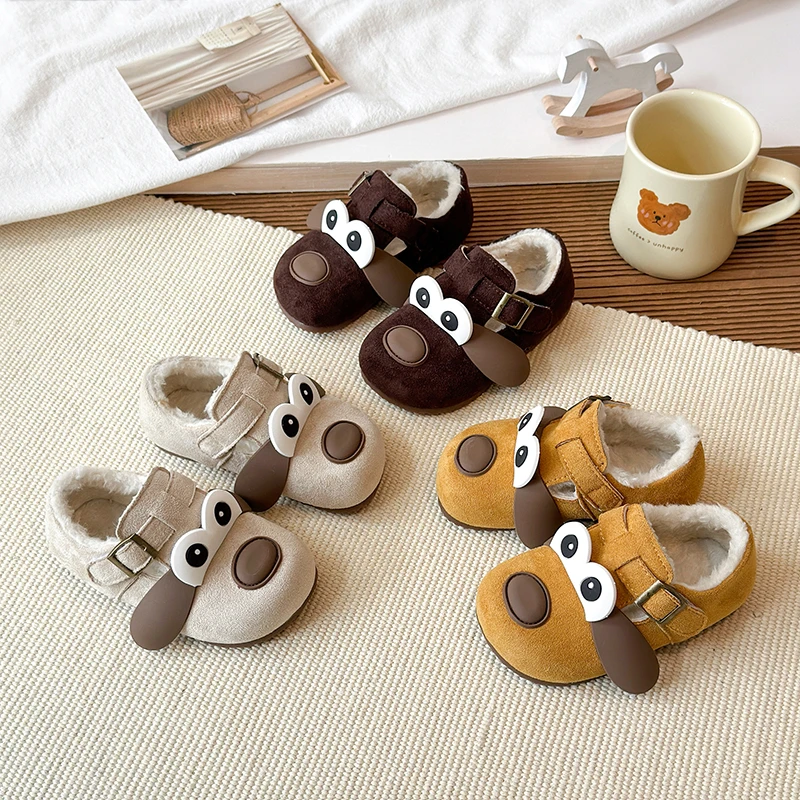 儿童时尚百搭卡通小狗勃肯鞋2025冬季新款女童时尚棉鞋软底宝宝鞋