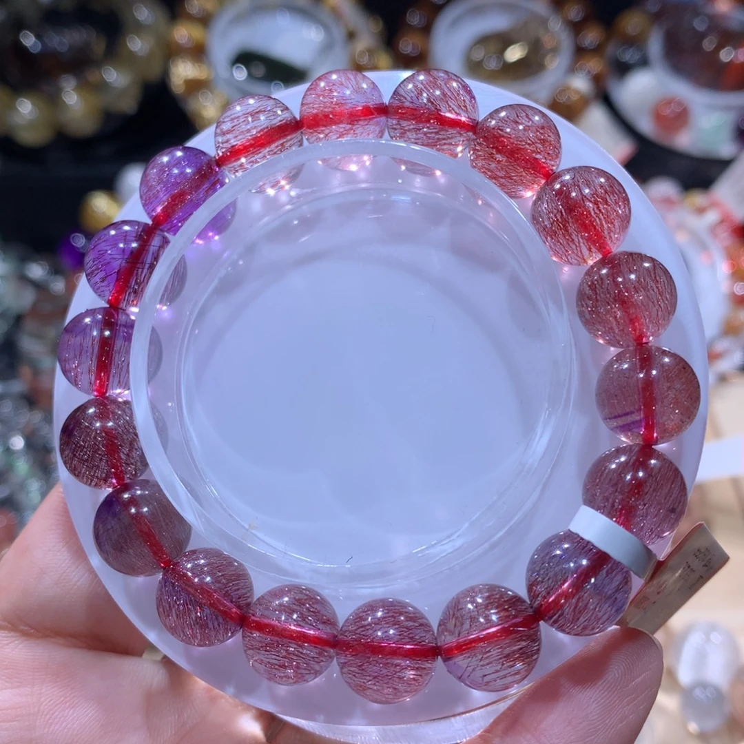 水晶未镶嵌手链紫红超七11mm