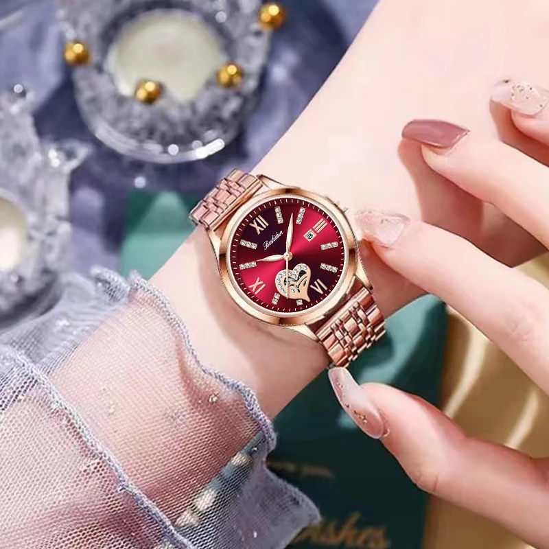 时尚休闲款镂空机械元素爱心石英女士手表8177钢带专属-1