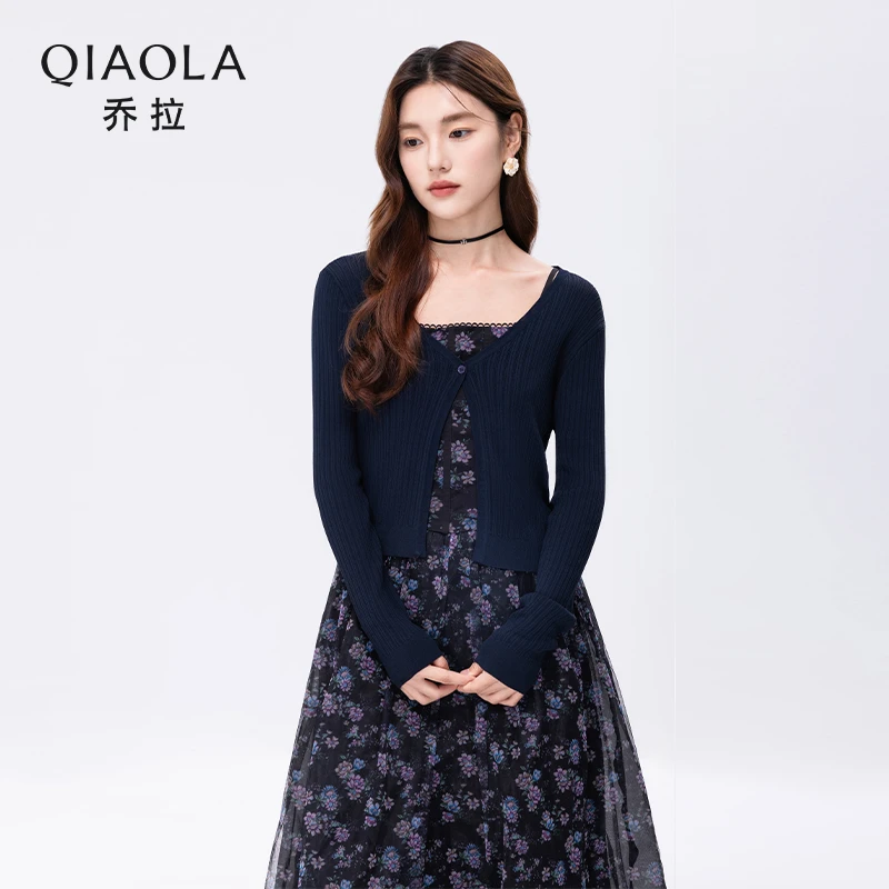 QIAOLA/乔拉【花海香氛】夏季梭织网纱印花轻奢百搭吊带连衣裙