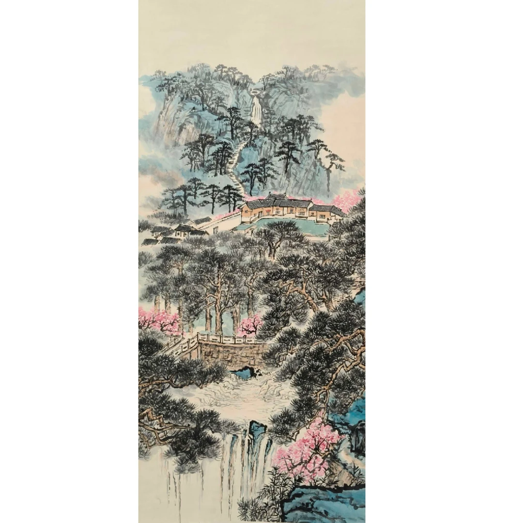 wh004 《韶山故居》钱sy 137*68（8.5平尺）纸本立轴