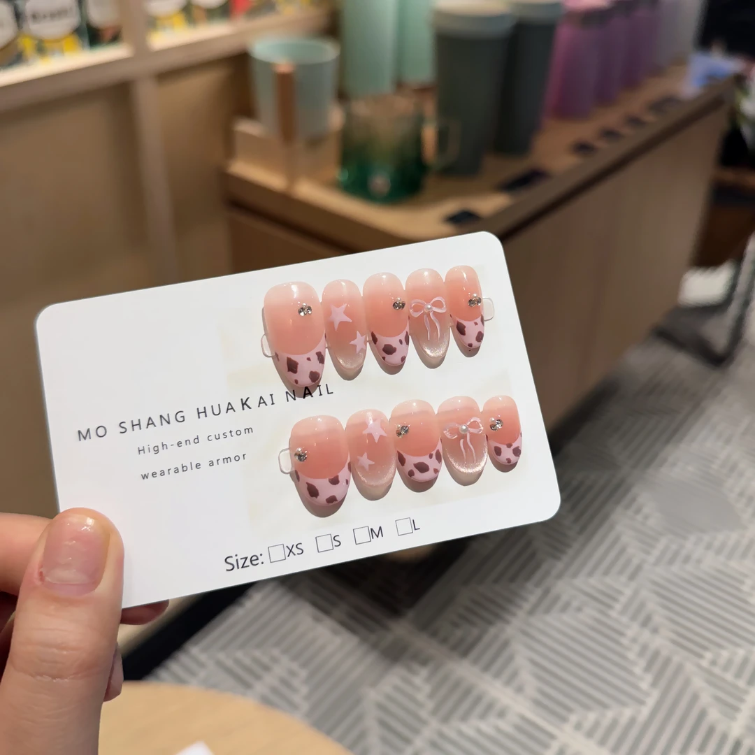 【甜心小豹】法式豹纹蝴蝶结温柔纯欲日常气质款纯手工穿戴甲