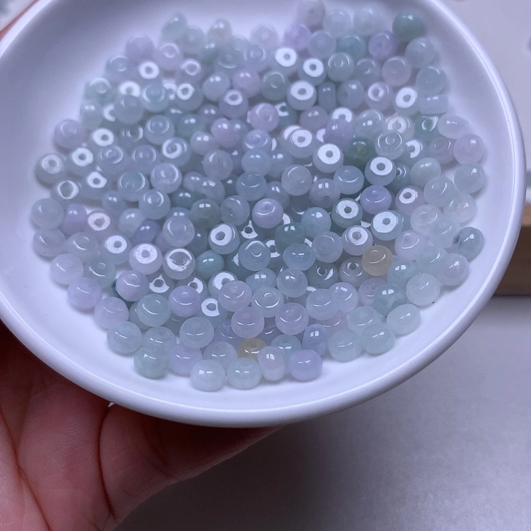翡翠散珠100颗算盘珠卡5/3