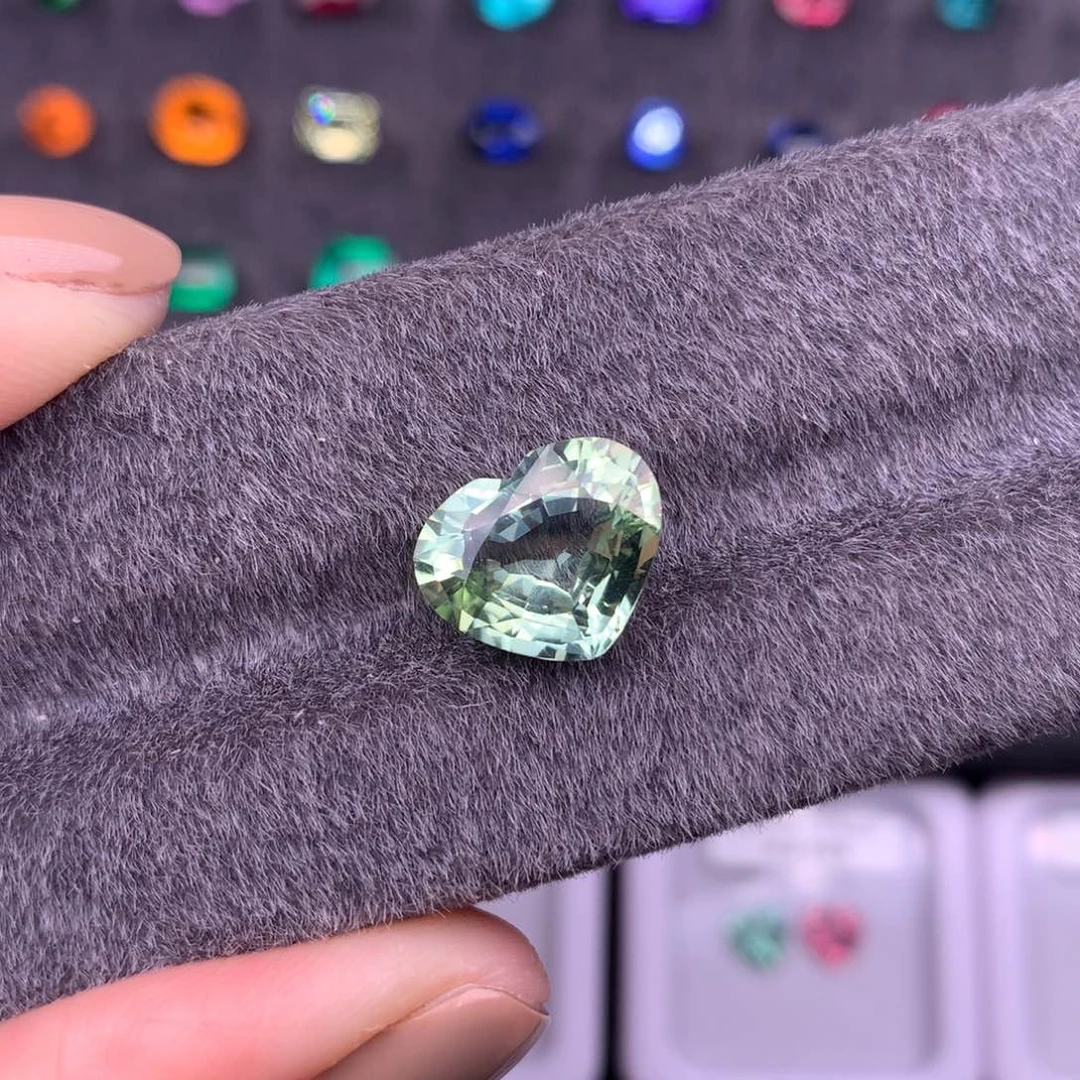 碧玺珠宝半成品未镶嵌4.83ct阿富汗薄荷绿碧玺全净无暇