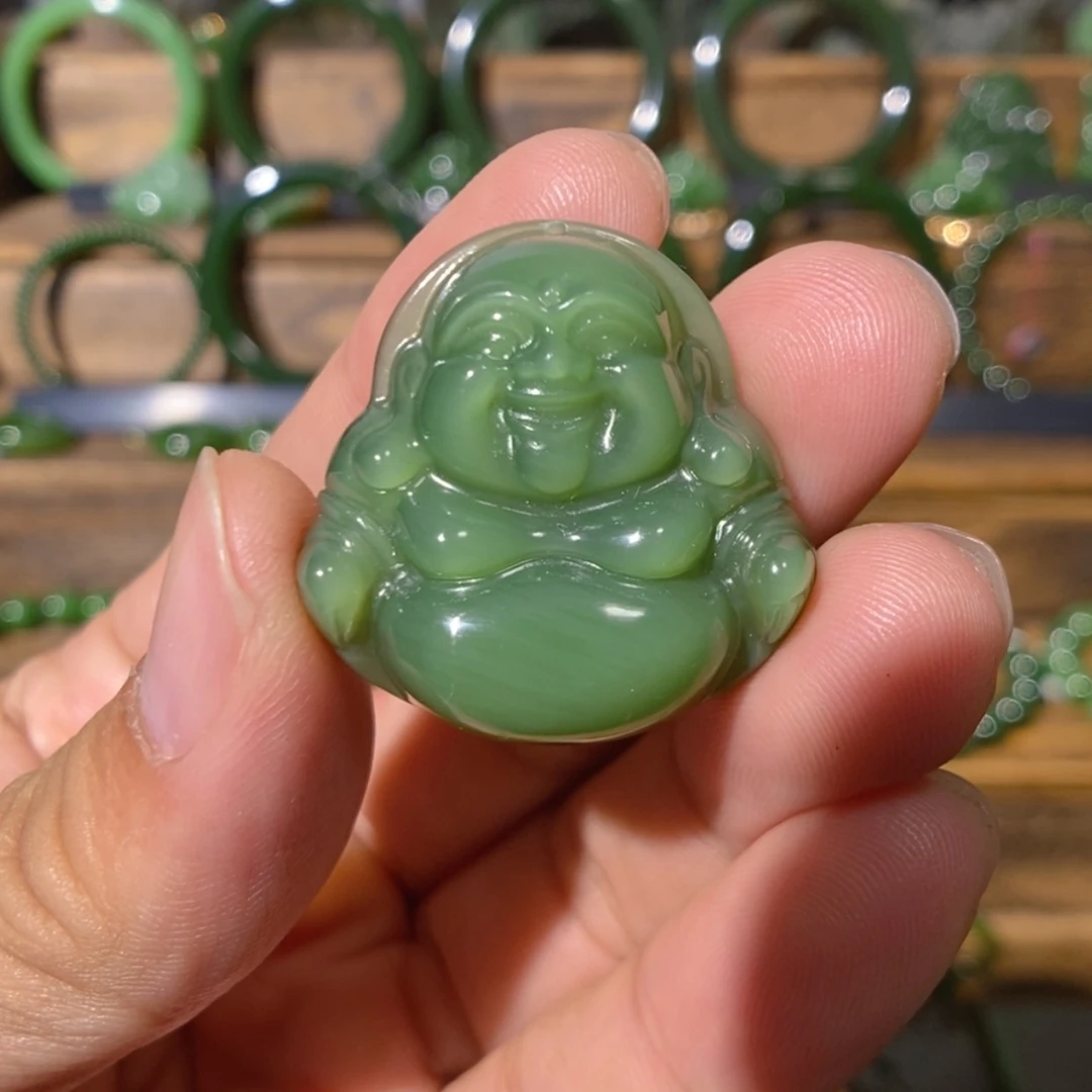 【闪购商品】吊坠(不含链)未镶嵌和田玉俄料绿底粉青佛公 29.5/10