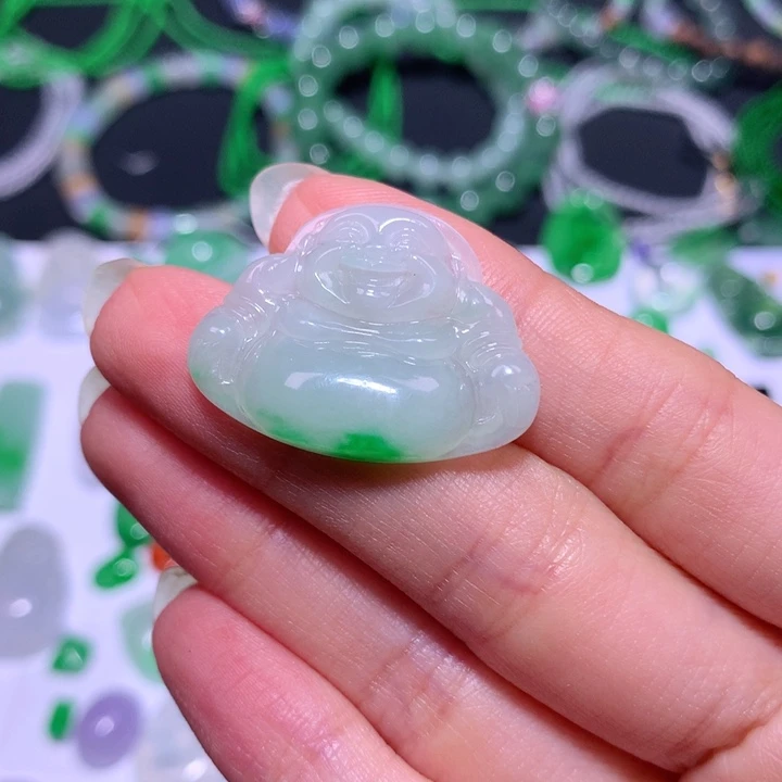 翡翠裸石阳绿佛公