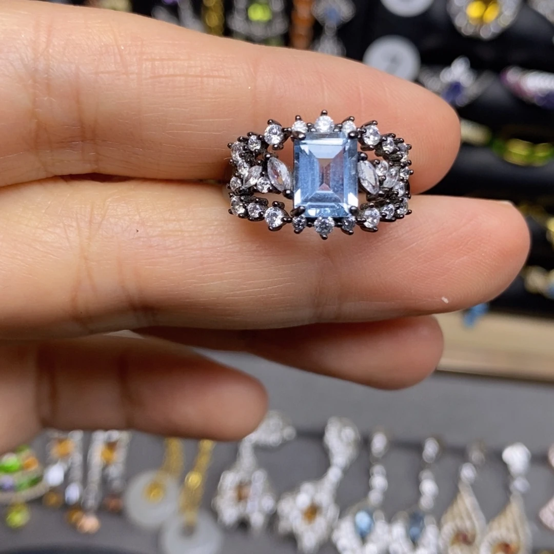 托帕石戒指银S925镶嵌