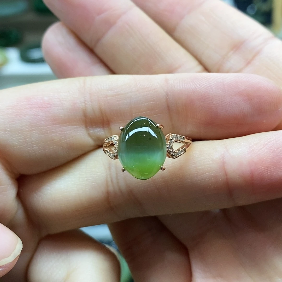 【闪购商品】银S925镶嵌戒指和田玉（碧玉）