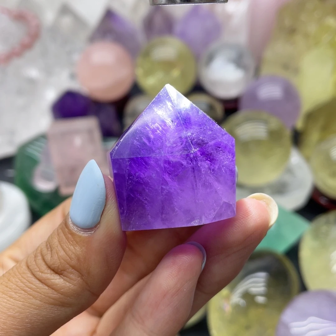 水晶珠宝半成品未镶嵌18紫水晶柱