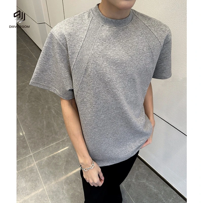 DIIIVERGOM夏季薄短袖恤男圆领青少年潮牌运动休闲设计感小众复古
