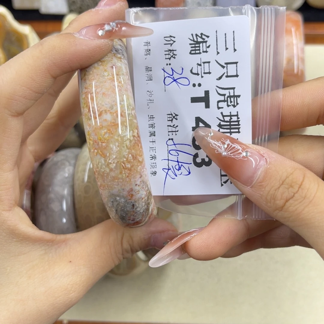 硅化珊瑚（珊瑚玉）t足银镀金镶嵌梨*