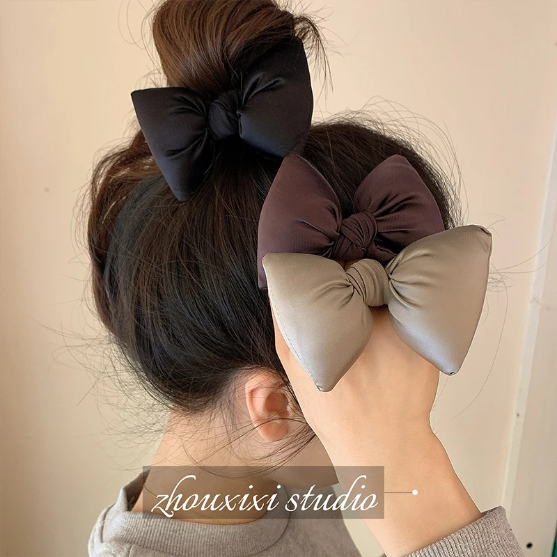 立体充绒蝴蝶结发圈女优雅气质扎马尾发绳头饰高级感头绳