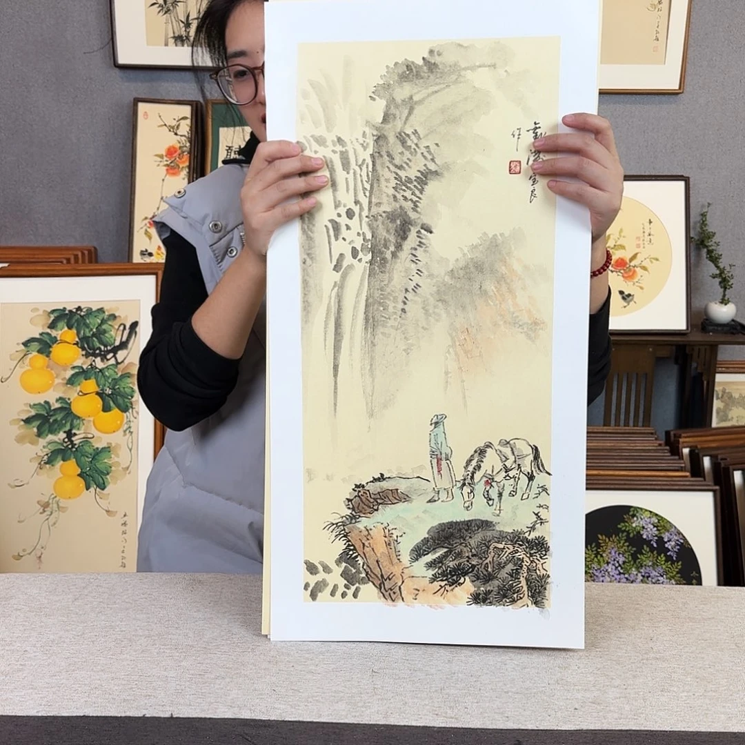 国画手绘带框尺寸： 36*69