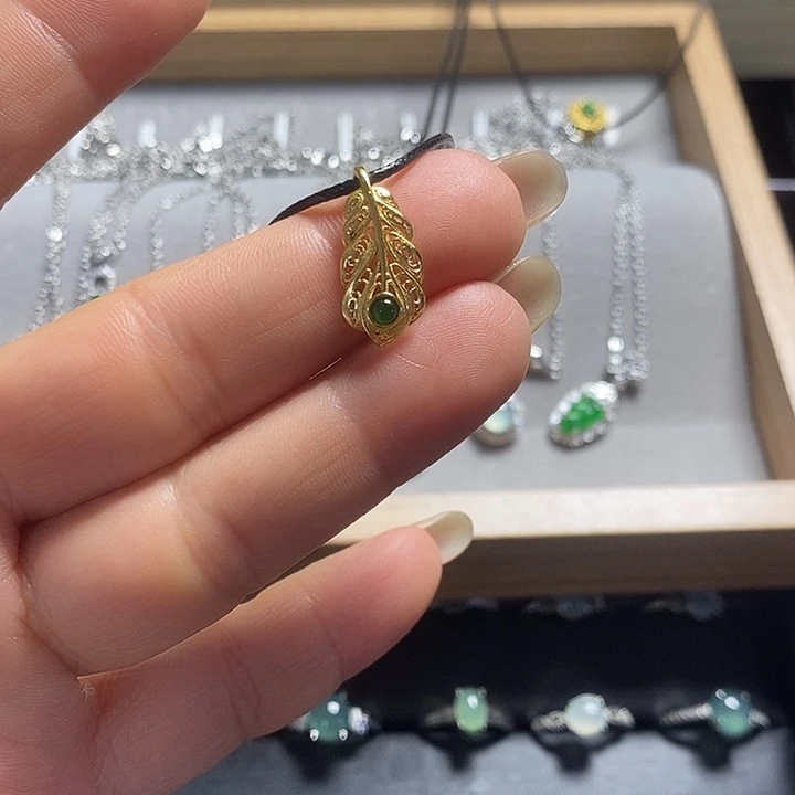 翡翠银S925镶嵌戒指吊坠