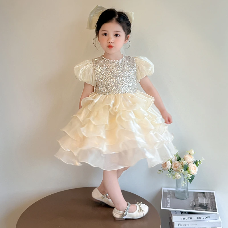 女童连衣裙夏季2025新款儿童洋气公主裙宝宝超仙蓬蓬纱裙演出礼服