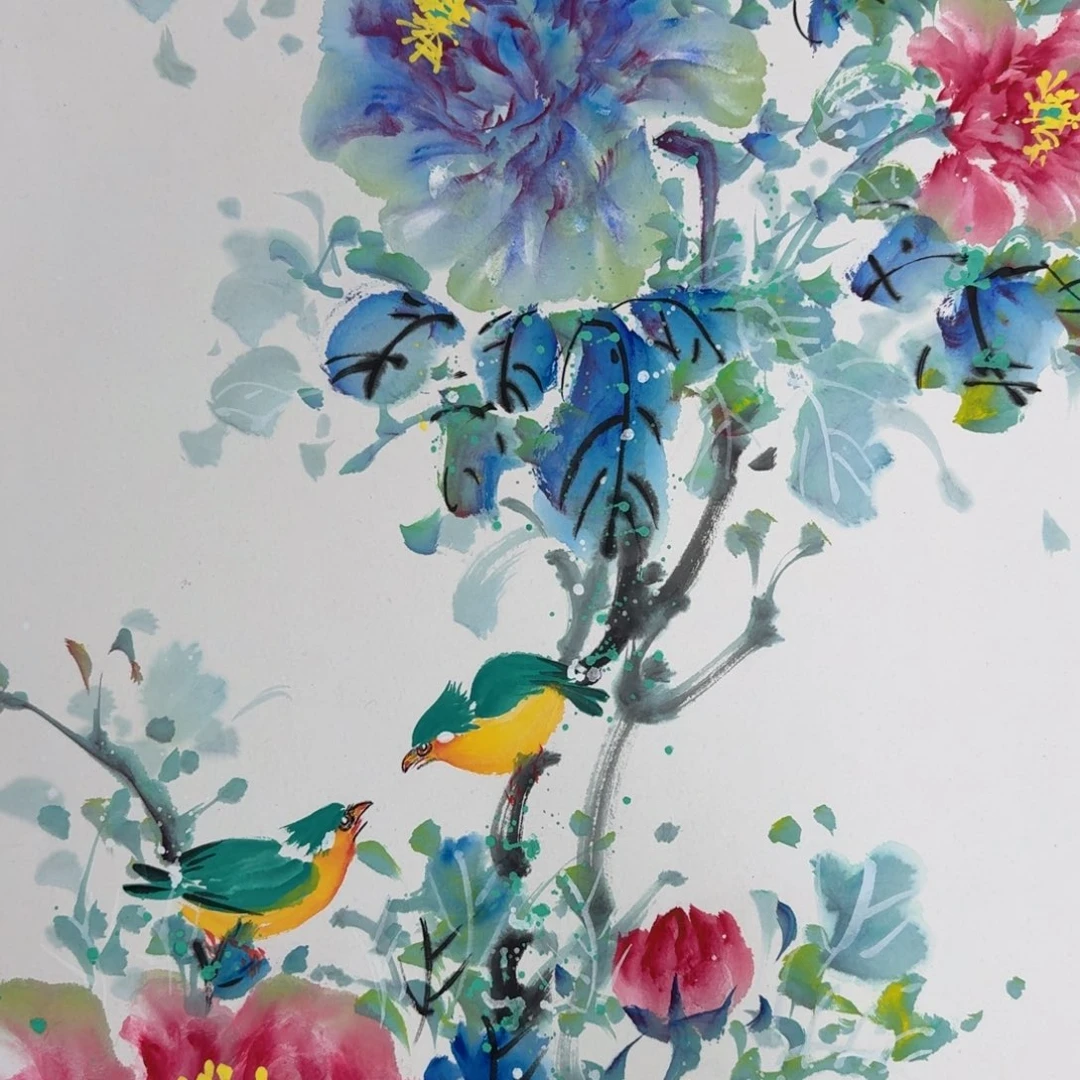 国画纯手绘山水花鸟