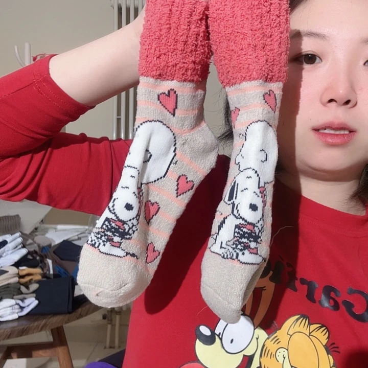 三醋酯纤维史努比厚袜子孤品