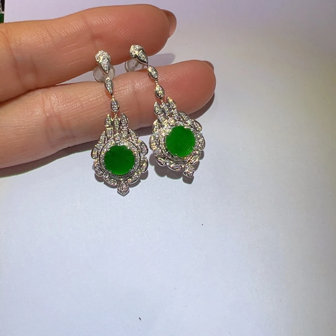 翡翠颈饰18K金镶嵌耳环