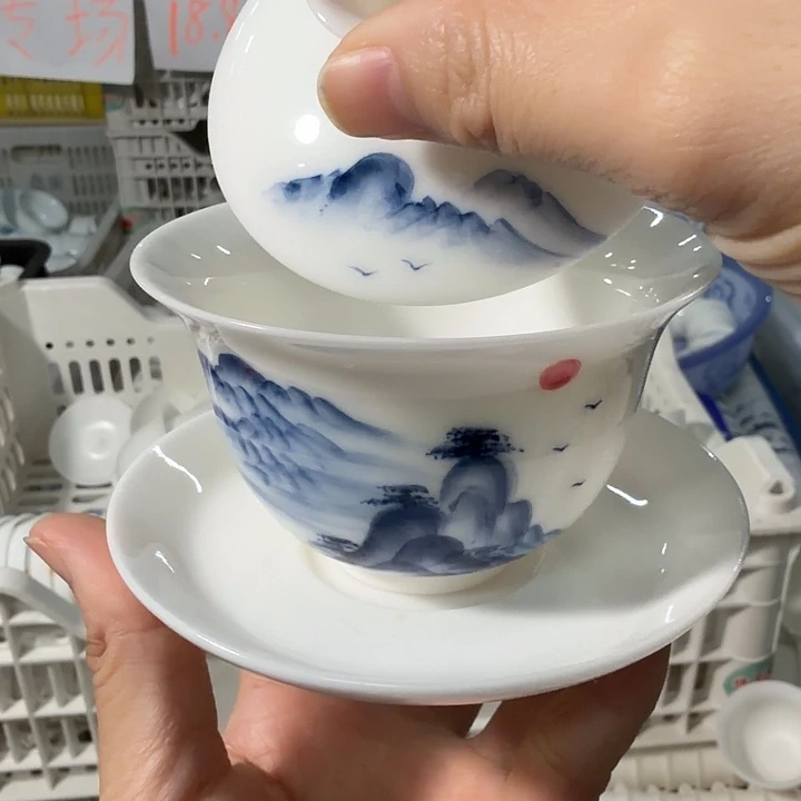 微瑕孤品专场冰种手绘三才远山