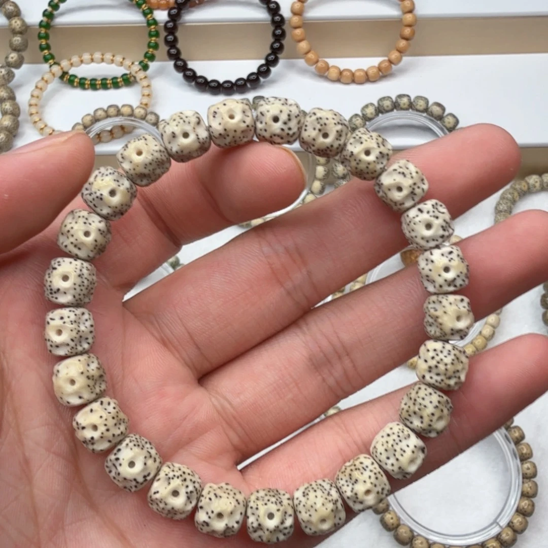 星月菩提手串纯手工骨瓷白眼睛留白小细星无相单圈