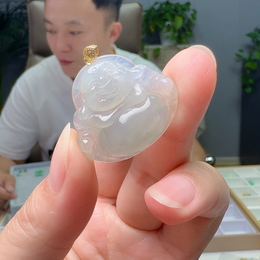 吊坠(不含链)18K金镶嵌翡翠天然