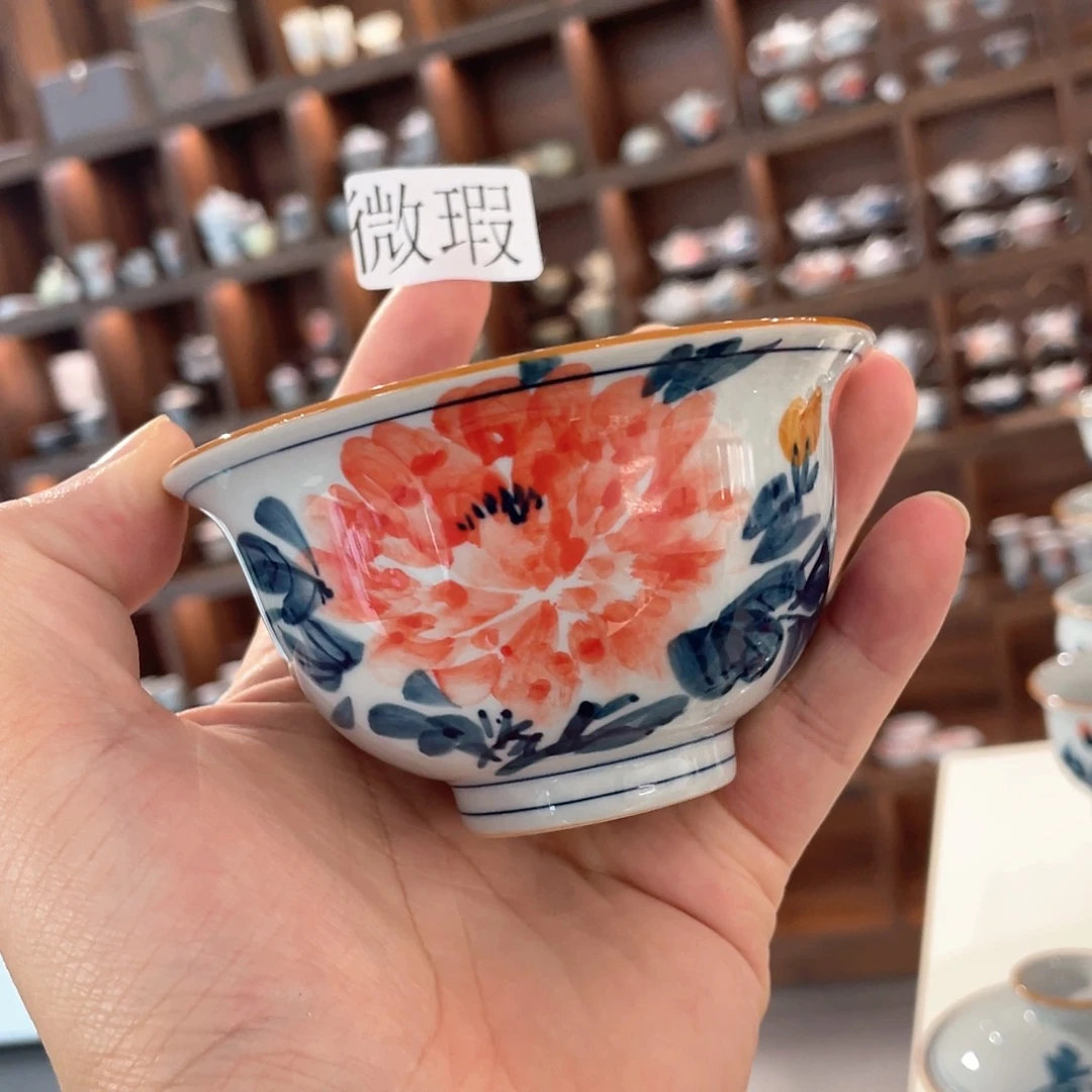 釉下手绘茶具微瑕