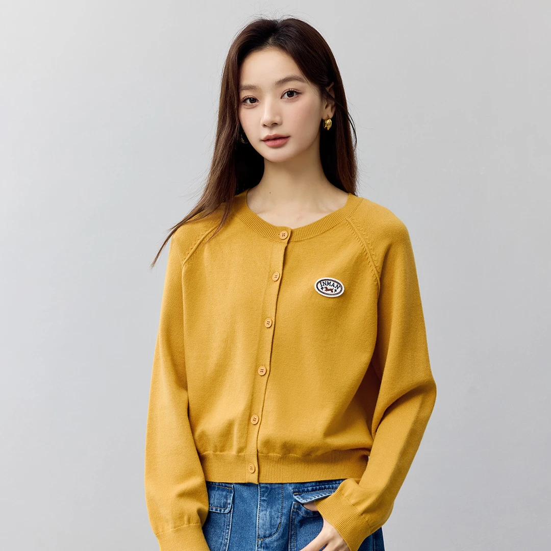 【流金岁月】茵曼春季时尚保暖百搭开衫毛衣慵懒百搭休闲绣花针织衫