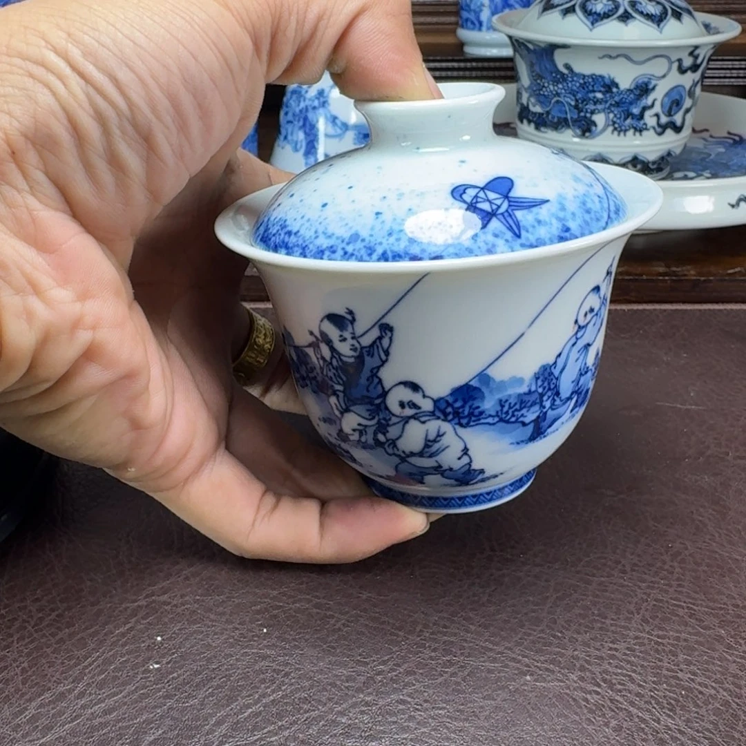 沐***风瓷片当代景德镇陶瓷手绘茶具