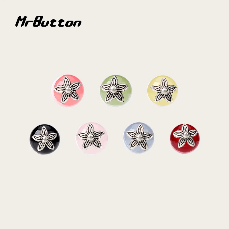 MR BUTTON  琉璃国风银色花托纽扣精致中式汉服衬衫开衫扣子配件