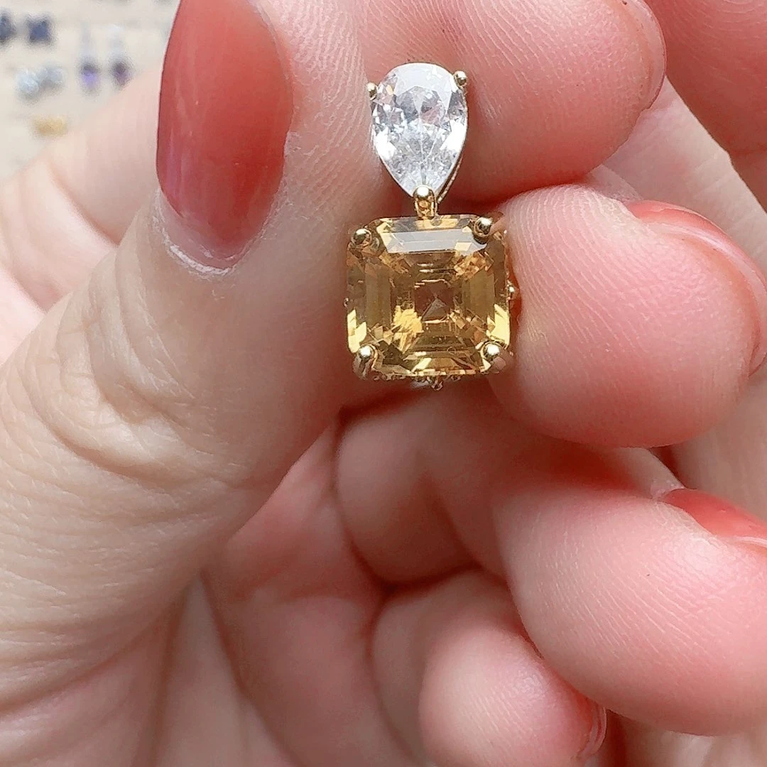 水晶吊坠(不含链)银S925镶嵌吊坠