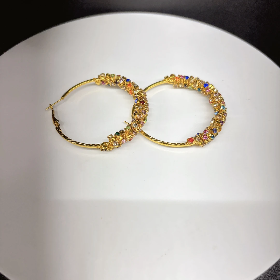 钛钢耳饰 钛钢欧美气质轻奢耳环大耳圈金色钛钢A001时尚百搭耳环