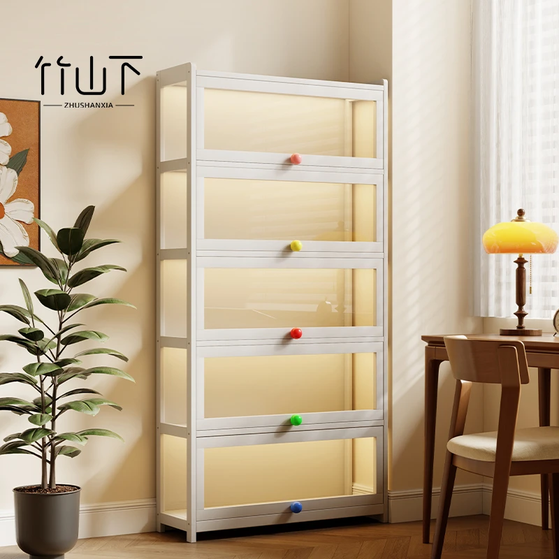 手办柜乐高收纳展示柜靠墙一体柜客厅陈列收纳柜透明文玩柜模型柜