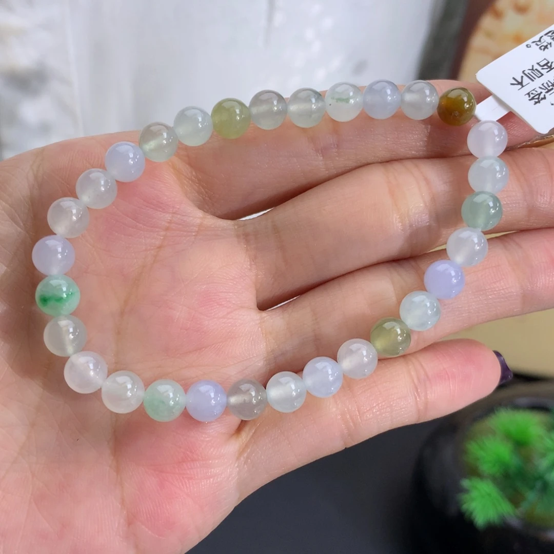 翡翠未镶嵌手串卡6冰胶多宝手串
