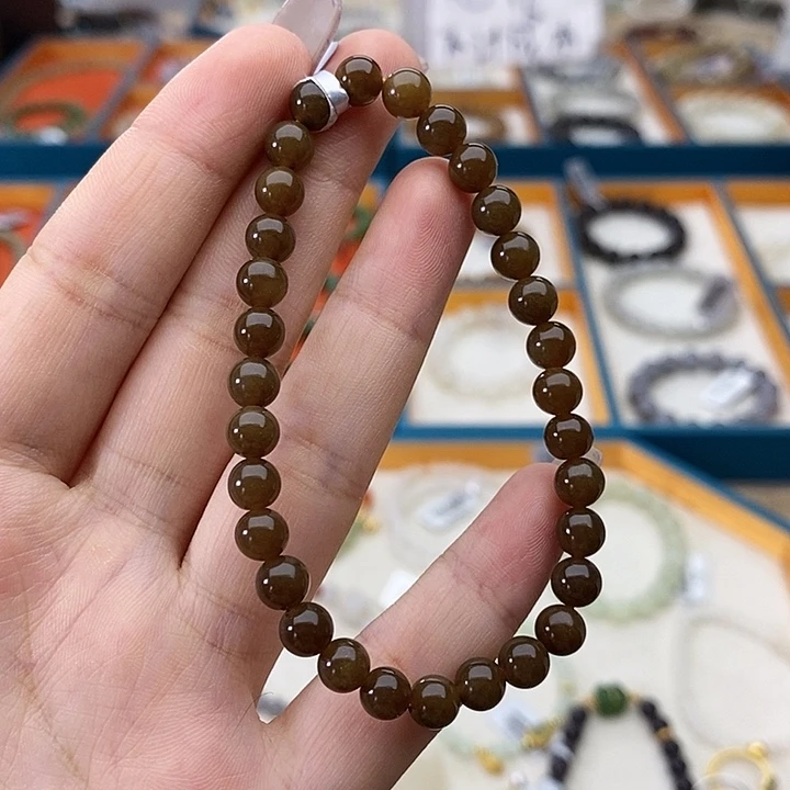 和田玉未镶嵌手链w9新疆糖6mm