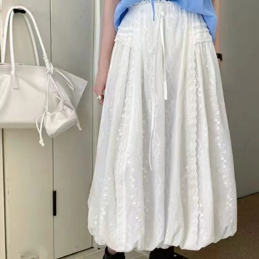 【花苞长裙】韩版夏季新款宽松高腰系带设计减龄通勤半身裙女